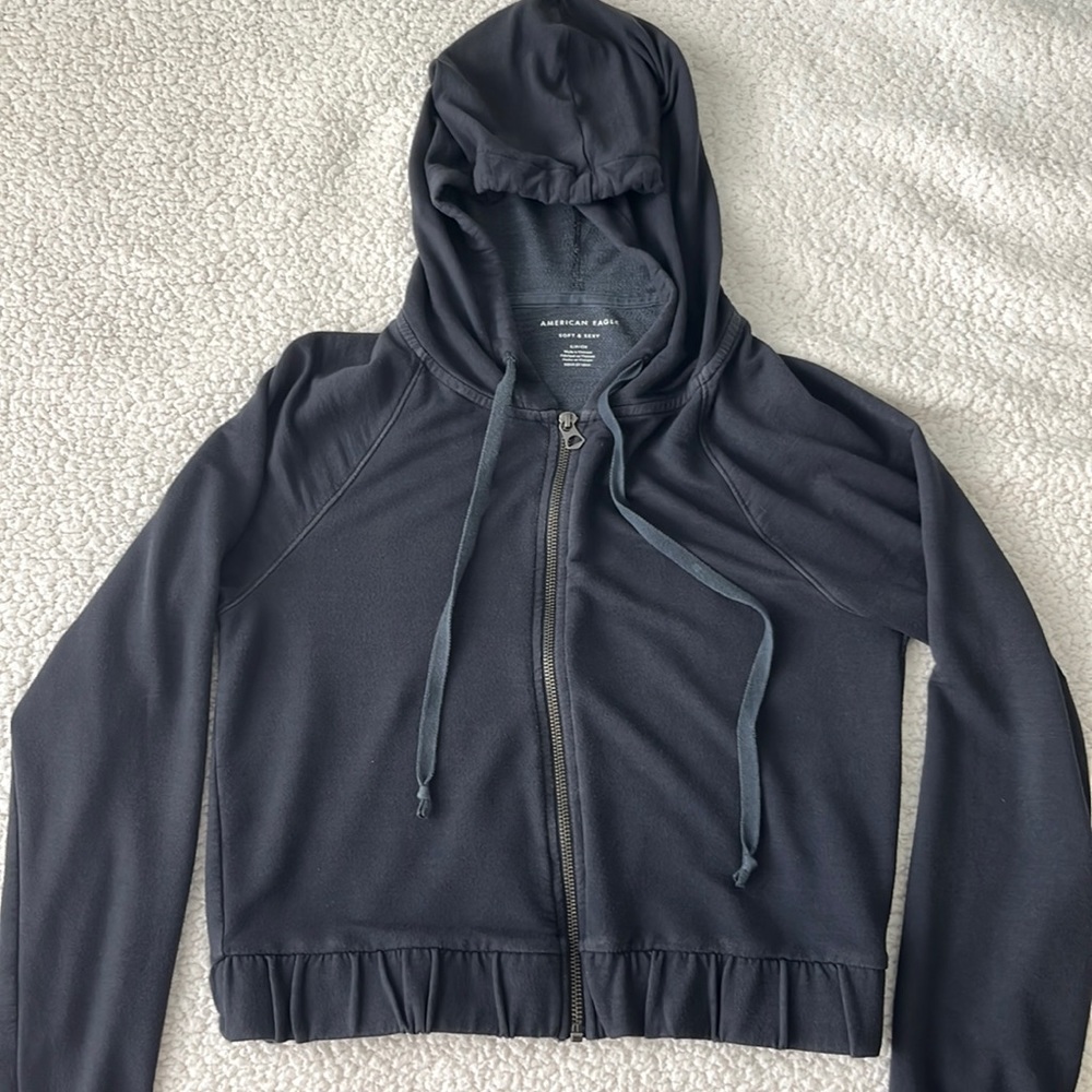 American Eagle (Soft & Sexy) cropped zip up with hood